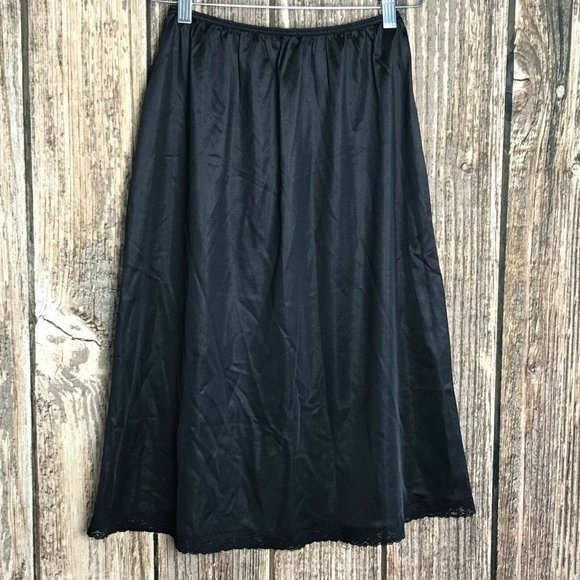 Warner's Vintage Skirt Slip ~ Sz L ~ Black - Picture 1 of 3